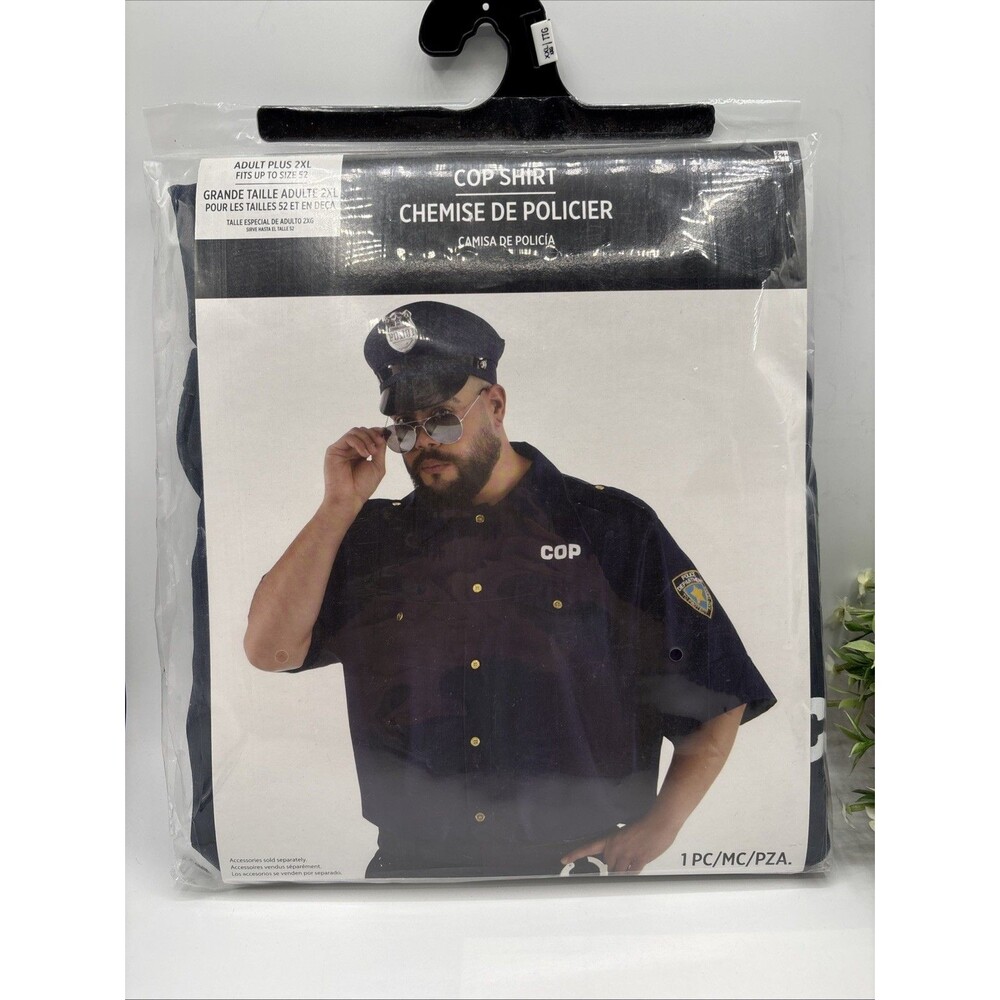 Cop Shirt UNISEX Halloween Costume Party Men 2XL Adult Birthday NEW Fits upto 52